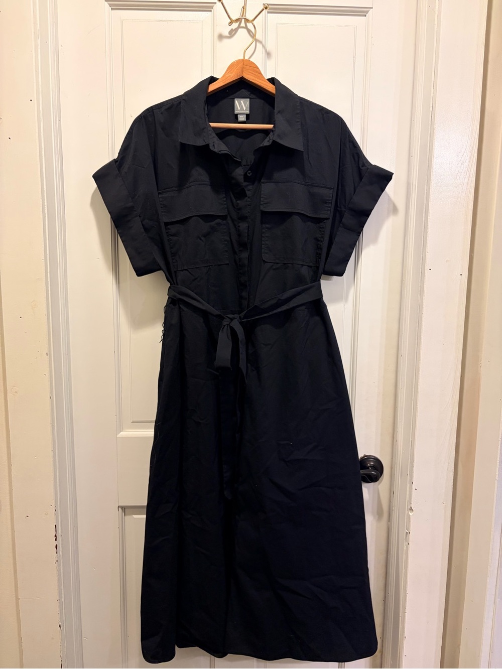 Worthington Black Maxi Shirt Dress with Tie Waist